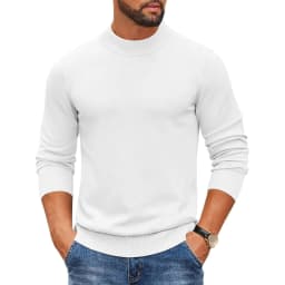 Men's Mock Turtleneck Ribbed Knit Pullover Sweater Casual Heavyweight Slim Fit Dress Sweater Warm Jumper Thermal Streetwear