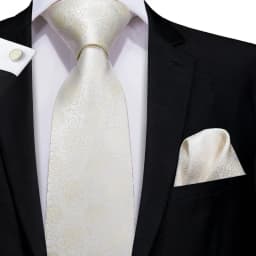 Hi-Tie Champagne Beige Floral Solid Design Silk Wedding Tie For Men Quality Hanky Cufflink Fashion Nicktie Business Dropshipping
