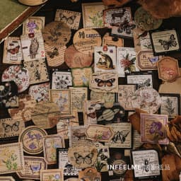 46pcs Vintage Mini Box Stickers for DIY Scrapbooking Journaling Collage Photo Album Sealing Decorative Stationery