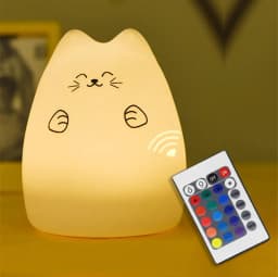 Colorful LED Night Light Animal Cute Cat Silicone Soft Breathing Cartoon Baby Nursery Lamp for Children Kid Gift Dropship