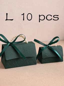 10-Pack of Stylish Embossed Gift Boxes, Available in Various Colors, with Satin Ribbon and Faux Pearl Handles, Embossed Floral Candy Boxes, Suitable for Various Occasions Mother's Day, Father's Day, Graduation Season, Wedding, Halloween, Christmas, Birthday Mini Packaging Bags