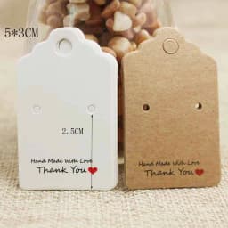 100PCS DIY White/Kraft Paper Handmade Stud Earring Tag Square Shape Small Cute Earring Packing Display Tag Card