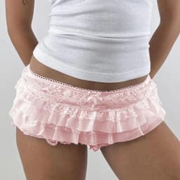 Y2k Cutest Ruffles Mesh Layers Bloomers Frilly Pants Fairy Tiered Lace Micro Shorts Bow Waistband Booty Shorts Women Streetwear