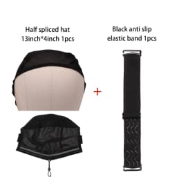 Plussign Half Splicing Wig Cap With Drawstring Silicone Band For Sewing 4*4 5*5 13*4 13*6 Lace Wig Lace Wig Cap For Making Wigs