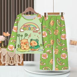 2PC/Set Boys Pajamas Sets Kids Pjs Toddler 3 to 4 5 6 7 8 9 10 11 12 Years Long Sleeve Capybara Funny Pijamas Children Clothing