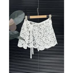 Ele Water-Soluble Lace Apron Skirt Multi-Layered Wear Ladies High Waist A-Line  Skirt Slimming Butt Covering Design