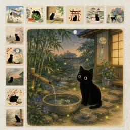 1pc 2027 Wall Calendar, Ukiyo-e Black Cat Theme, 12-month Monthly Planner, Perfect Gift For Birthdays, Christmas, New Year
