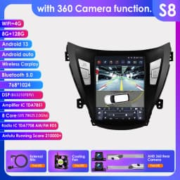 Hizpo 9.7" Tesla Style Android 13 Radio For Hyundai Elantra Avante I35 2011-2013 Multimedia Stereo Player GPS Navigaion 2 din BT