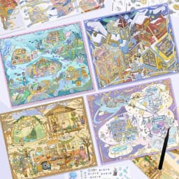 HEYBAO Anniversary Mini Scene Book | Japanese Retro Comic Stickers & Cards, for Journal & Scrapbook Decor