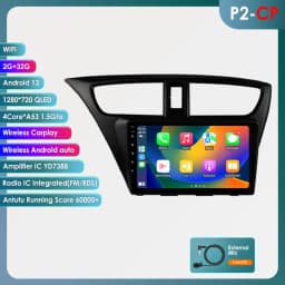 Hizpo Wireless CarPlay Android Auto Car Radio for Honda Civic 9 2012 - 2017 GPS Smart Systems Autoradio Octa Core 6115 GPS Navi