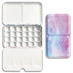 Empty Watercolor Palette Tin Color Mixing Palette Paint Storage Box Iron Paint Tray with Half/Full Pans For Painting