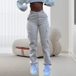 Solid Casual Baggy Cargo Pants For Women 2023 Fashion Vintage Women's High Waist Wide Pants Youthful Female Trousers Streetwear