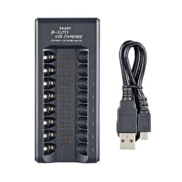 Rechargeable Battery Charger USB Output 8 Slots Fast Charging Short Circuit Protection for 1.2V NiMH AAA/AA Batteries Charger