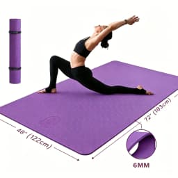 HAPBEAR Extra Large Yoga Mat,48ร72 Inch TPE 6mm/8mm DoubleโSided NonโSlip Wide Fitness Mat with Bag Straps for Home Gym Pilates Workouts
