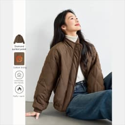 VIMLY Women's Winter Quilted Padded Jacket 2026 Vintage Long Sleeve Stand Neck Ladies Parkas Short Warm Cotton Female Coat M9378