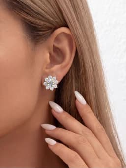 DW 0.5CT Moissanite Diamond Flower Stud Earrings for Women Real 925 Sterling Silver Solitaire Eternity Wedding Party Jewelry