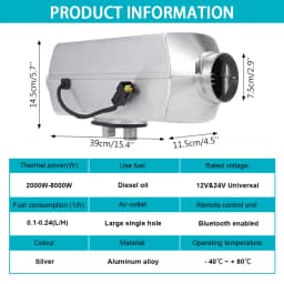 2-8KW 12V&24V Split machine Aluminium case Diesel Heater bluetooth App & Remote Control Dc/AC for RV Trailer Camper Van Boat Bus