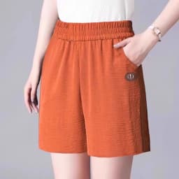 Ice Silk Casual Bloom Short Pants Women's High Waist Loose Thin Wide Leg Five-Quarter Length Commute Style Korean Fashion