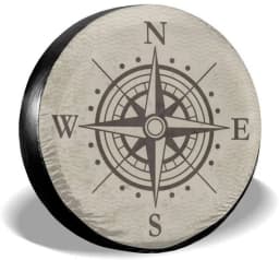 Compass Rose Black Spare Tire Cover UV Sun Wheel Covers Fit for Trailer, RV, SUV and Many Vehicle 15 Inch