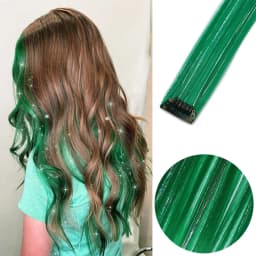 6pcs/pack Colored Party Highlights Clip in Hair Extensions for Girls 22 Inches Multi-colors Straight Hair Synthetic Hairpieces
