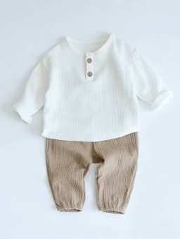 2Pcs Organic Cotton Kids Baby Sets Spring Summer Solid Tshirt Top + Pant Casual Toddler Boy Clothing
