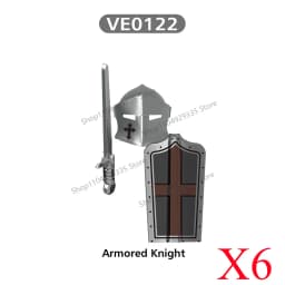Medieval Military Castle Black Hawk Knight Building Blocks Gothic Cavalry Armor Shield Axe Soldier Figure Accessories Bricks Toy
