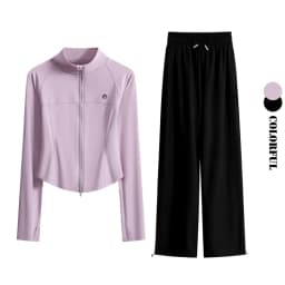DRUR Two Piece Running Pants Set for Women Tracksuit 2 Piece Workout Jacket With Sweatpants Sets Loungewear Fall Street Style