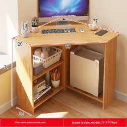 Modern Corner Desk with Bookshelf Storage for Home Office and Study Corner Writing Desk with Storage Shelves for Small Space