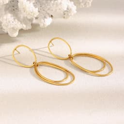 La. Muses Simple Line Stainless Steel Women's Earrings PVD Gold Plated Trendy Daily Jewelry Accessories Gifts