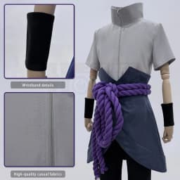 HOLOUN Uchiha Sasuke Anime Cosplay Costume Wig Grey Top Pants Belt Halloween Christmas Convention Adult Unisex Gift