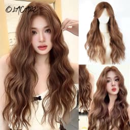 OLACARE Long Body Wave Black Brown Purple Cosplay Wigs Heat Resistant Synthetic Wigs Middle Part Natural Lolita LM Wigs Women