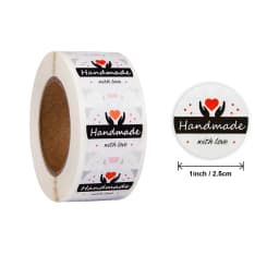 500pcs Handmade with Love Stickers Baking Label Wedding Sticker Party Label Decoration Envelope Seal Stationery Black Sticker