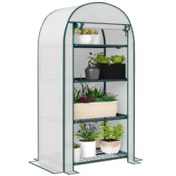 80 X 49 X 160cm Portable Mini Greenhouse with Zippered Door Storage Shelf Green