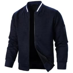 New Mens Long Sleeve Zipper Jacket Coats Stand Up Sweatshirts Outdoor Streetwear Autumn Warm Solid Color Baseball Jacket Men