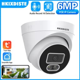 Samrt Life Ultra HD 6MP POE Camera Human Detect Dome Outdoor Audio IP Camera IR NightVision for TUYA POE NVR Surveillance System