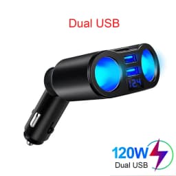 Car Cigarette Lighter Socket Splitter Charger PD QC3.0 Fast Charger Dual USB 4.8A Digital Display Power Adapter For All Phone