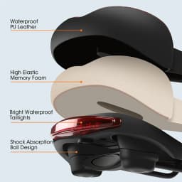 WEST BIKING Bicycle Saddle with Taillight Breathable Shock Absorption Waterproof PU Leather Bike Seat Cushion for MTB Road Bike