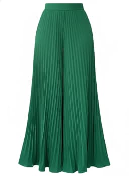 Summer Vacation Loose Fit Lightweight Elegant Dra Long Pants Pleated Wide Leg Pants High Waist Flowy Drapey Casual Trousers