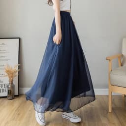 Spring Summer Thin Chiffon Wide Leg Pants Women's New High Waist Draped Nine Points Skirt Loose Elastic Waist plus Size Pants