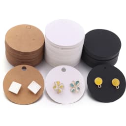 50pcs Earrings Display Cards 5x5cm Solid Round Blank Paper Cards Cardboard For Hang Price Tag Jewelry Holder Retail Packaging