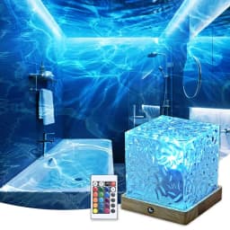 LETOUR Rotating Water Ripple Table Lamp USB Rechargeable Aurora Cube Night Light 16 Color Changeable Ocean Wave Galaxy Projector