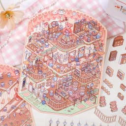 Plus Size 3D Cartoon Castle Town Landscape Sticker Scene DIY Toy Game Scrapbook Sticker Festival Birthday Gift for Kid Child