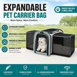 Stylish Breathable Pet Carrier with Double Side Expandable Design, Portable Hand Crossbody Shoulder Travel Bag for Cats & Dogs