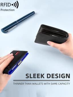 Men's Slim Thin Minimalist Front Pocket Wallets Men RFID Blocking Protected Portable Card Holder 12 Card Multifunctional Wallet