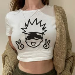 2000s Hip Hop Crop Top  Tshirt Manga Japanese Anime Jujutsu Kaisen T Shirt Gojo Satoru Tops Yuji Itadori Cropped Tees T-shirt
