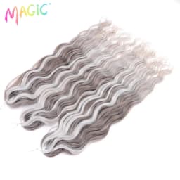 Magic 24Inch 3PCS Loose Wave Synthetic Crochet Hair Bundles Copper Red Heat Resistant Hair Extensions For Women Braiding Styling