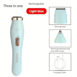 USB Charging Three in One Shaver, Women's Home Multifunctional Underarm Hair Removal Device, Eyebrow Trimmer, Nose Hair Remover