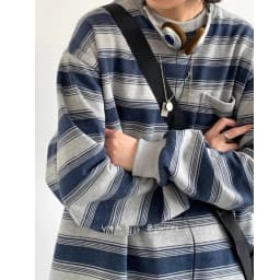 Retro Japanese Style Long Sleeve round Neck Base Shirt Men's Nautical Striped Workwear Sweatshirt Spring Autumn Unisex Couple