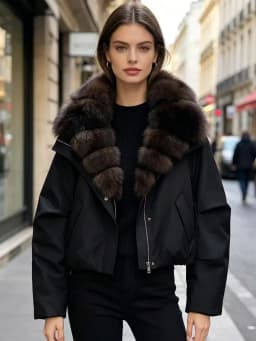 Lagabogy Women's Winter Down Jacket Real Fur Coat Huge Natural Fox Fur Duck Down Jacket Casual Female Feather Parka Puffer Coat