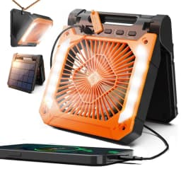Cordless Portable Electric Fan With Led Light Tent Car Camping Hook&USB&Solar Charging For Hiking Fishing Picnic Emergency